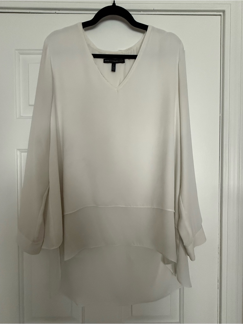 WHITE HOUSE BLACK MARKET V-Neck Chiffon Tunic Layered Blouse Top Large